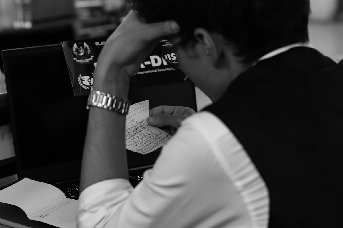 A man sitting in front of a laptop computer