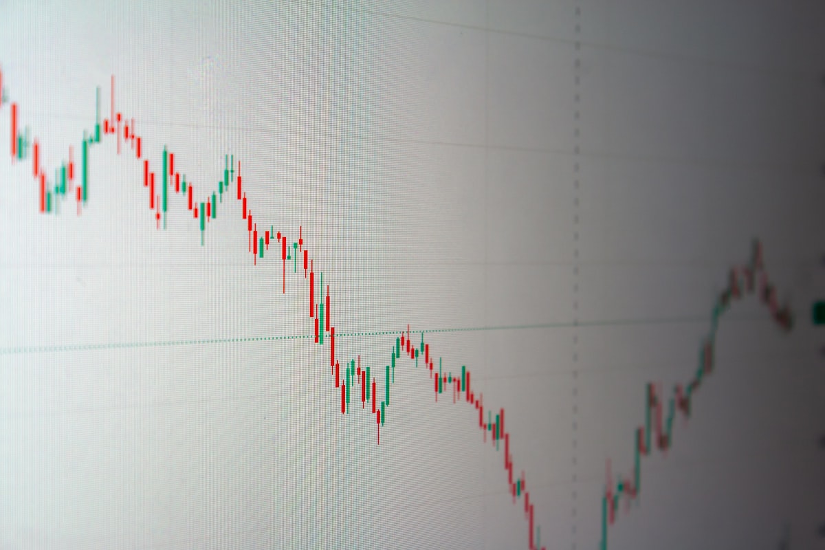 Stock market chart shows a downward trend.