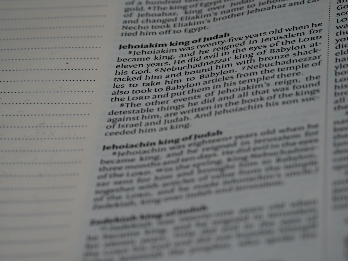 A close up of a book with text on it
